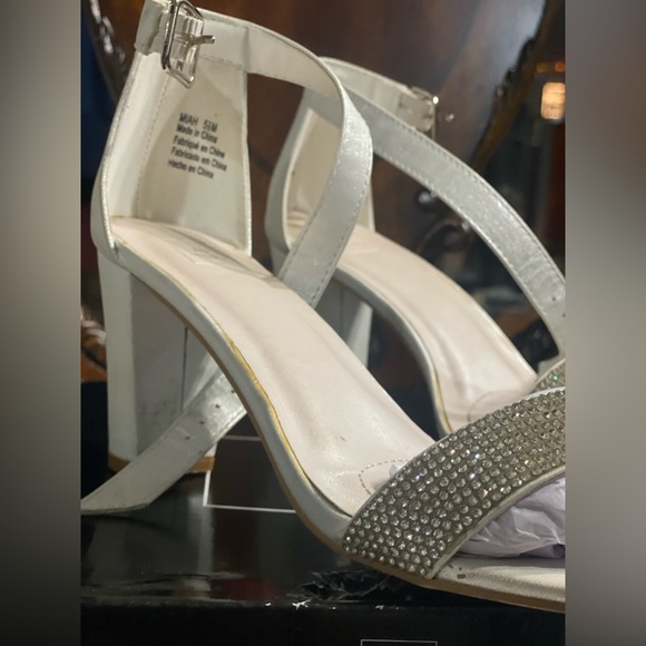 David’s Bridal open toe heels with rhinestones - Picture 3 of 4